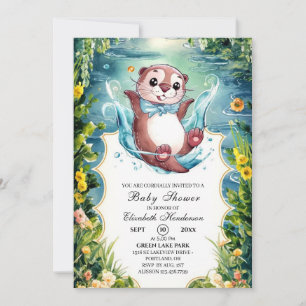 Invitación Baby Shower Otter Watercolor