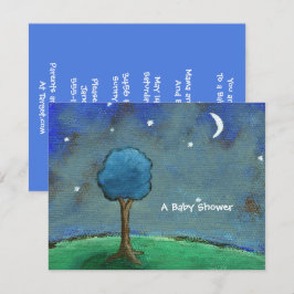 Invitación Baby Shower, Painting Painting Moon Stars Tree