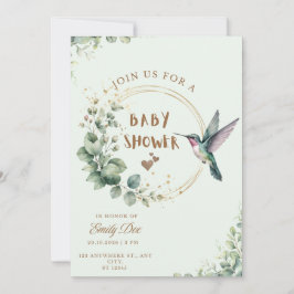 Invitación Baby Shower Pajarito Colibrí con Acuarela de Eucal
