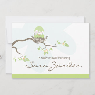 Invitación Baby Shower - Pájaro bebé neutro