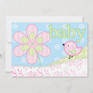 Invitación Baby Shower - Pájaro bebé rosado