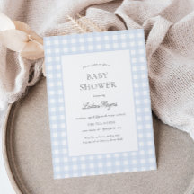 Baby Shower Pale Blue Gingham Classic Boys