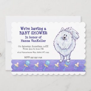 Invitación Baby Shower panomeranista blanco