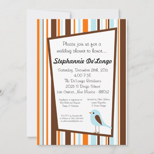 Invitación Baby Shower para animales de aves silve (Anverso)
