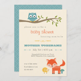 Invitación Baby Shower para animales de Woodland -