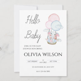 Invitación Baby Shower para animales mínimos blancos gratis
