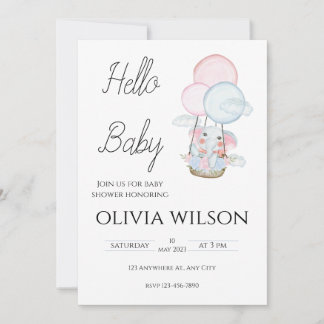 Invitación Baby Shower para animales mínimos blancos gratis