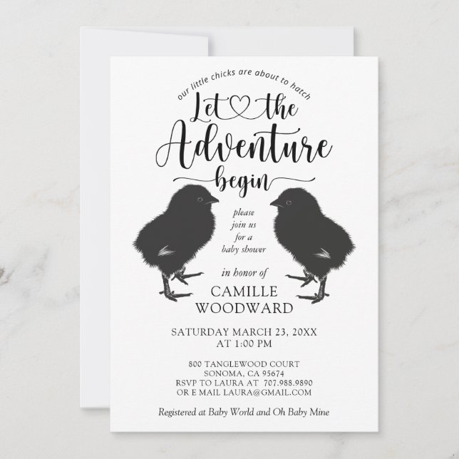 Invitación Baby Shower para bebés chicles gemelos (Anverso)