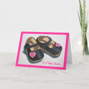 Invitación Baby Shower para Chica: Arte: Zapatos con corazón