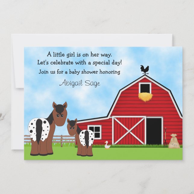 Invitación Baby Shower para Chicas de caballos y g (Anverso)