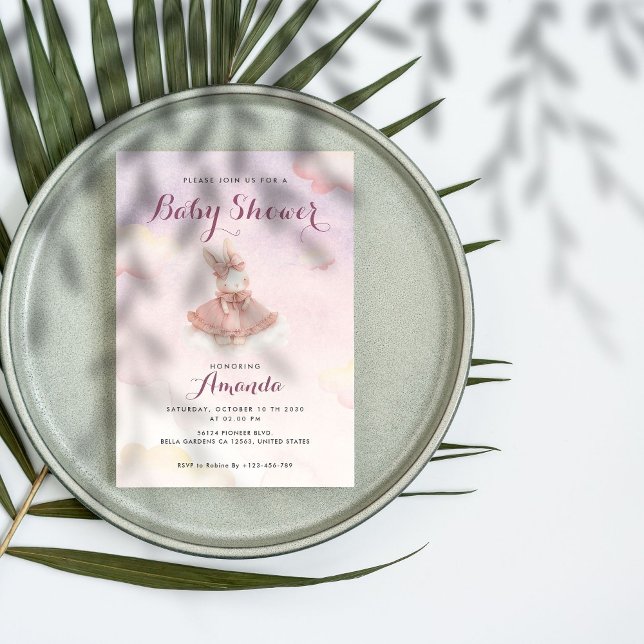 Invitación Baby Shower para conejito rosa (Subido por el creador)