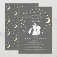 Invitación Baby Shower para conejitos de luna y es