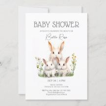Invitación Baby Shower para conejitos neutros de g