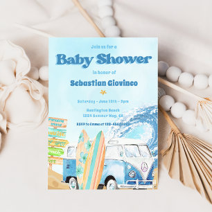 Invitación Baby Shower para el surf en la playa
