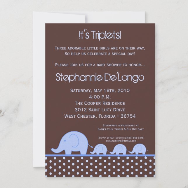 Invitación Baby Shower para elefante de niño de 5  (Anverso)