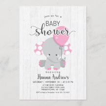 Invitación Baby Shower para Elefante Rosa de Mader
