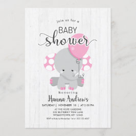Invitación Baby Shower para Elefante Rosa de Mader