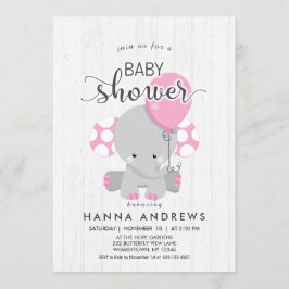 Invitación Baby Shower para Elefante Rosa de Mader