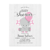 Invitación Baby Shower para Elefante Rosa de Mader