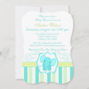 Invitación Baby Shower para elefantes a rayas