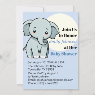 Invitación Baby Shower para elefantes adorables en