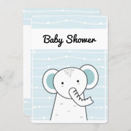 Invitación Baby Shower para elefantes azules