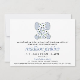 Invitación Baby Shower para elefantes azules