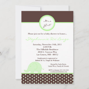 Invitación Baby Shower para Elefantes Verdes de Mo