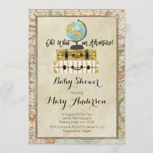 Invitación Baby Shower para equipaje de época para