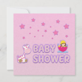 Invitación Baby Shower para Estrellas Chicas y Giraffe