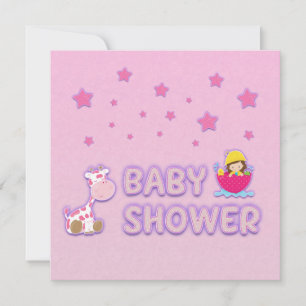 Invitación Baby Shower para Estrellas Chicas y Giraffe