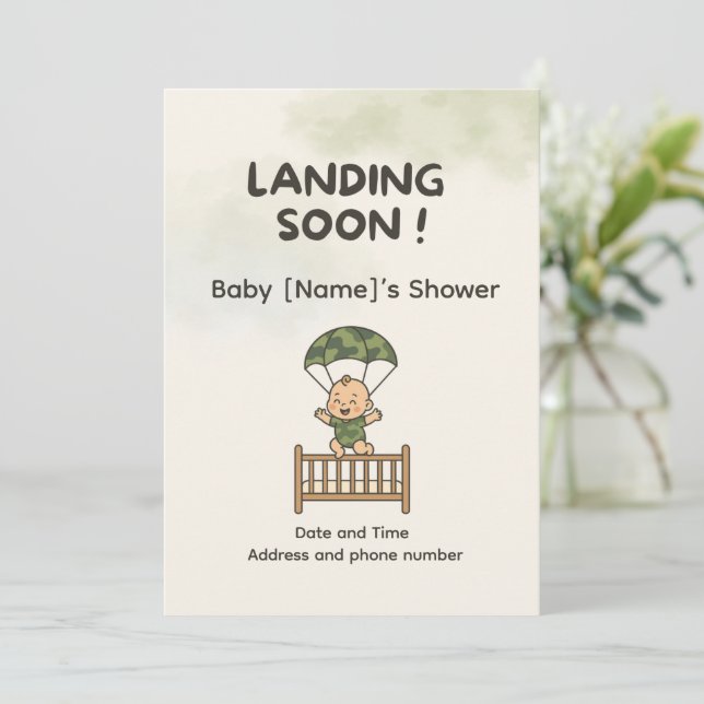 Invitación Baby Shower para familias militares (Anverso de pie)