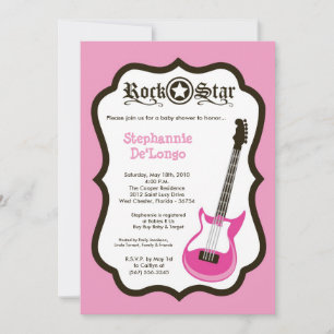 Invitación Baby Shower para guitarra rock rosada 5