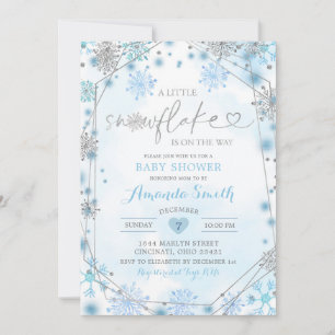 Invitación Baby Shower para invierno geométrico az