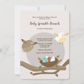 Invitación Baby Shower para la familia de aves