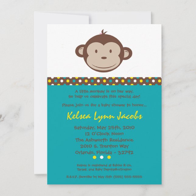 Invitación Baby Shower para monos modernos de mult (Anverso)