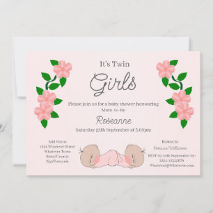 Invitación Baby Shower para niñas gemelas