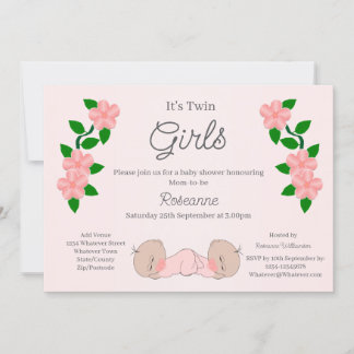 Invitación Baby Shower para niñas gemelas