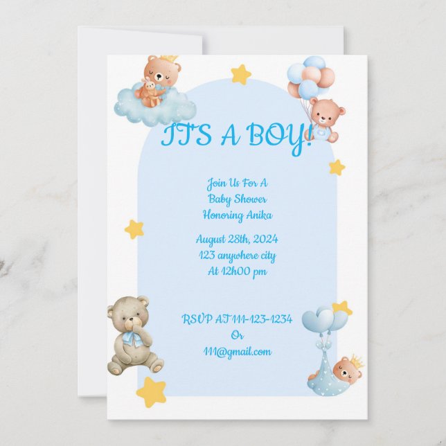 INVITACIÓN Baby Shower para niños (Anverso)