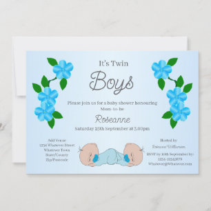 Invitación Baby Shower para niños gemelos