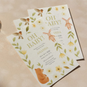 Invitación Baby Shower para oso y conejo de Woodla
