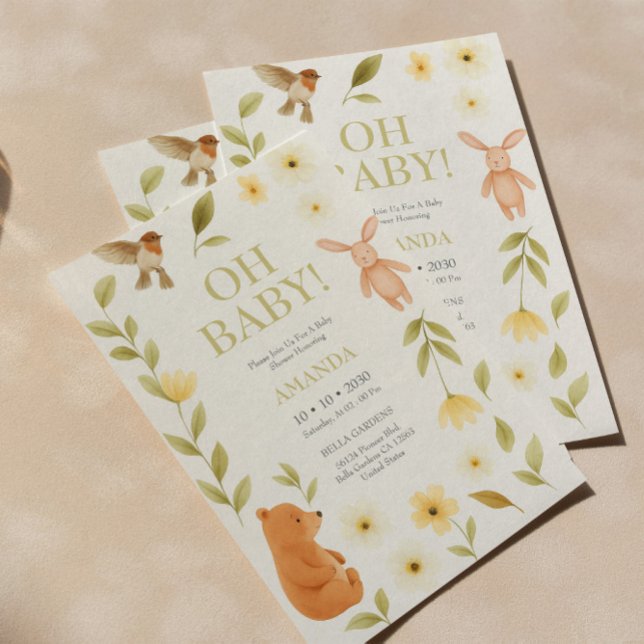 Invitación Baby Shower para oso y conejo de Woodla (Subido por el creador)