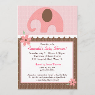 Invitación Baby Shower para pequeños elefantes (ro