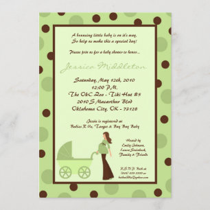 Invitación Baby Shower para portadora de mamá verd