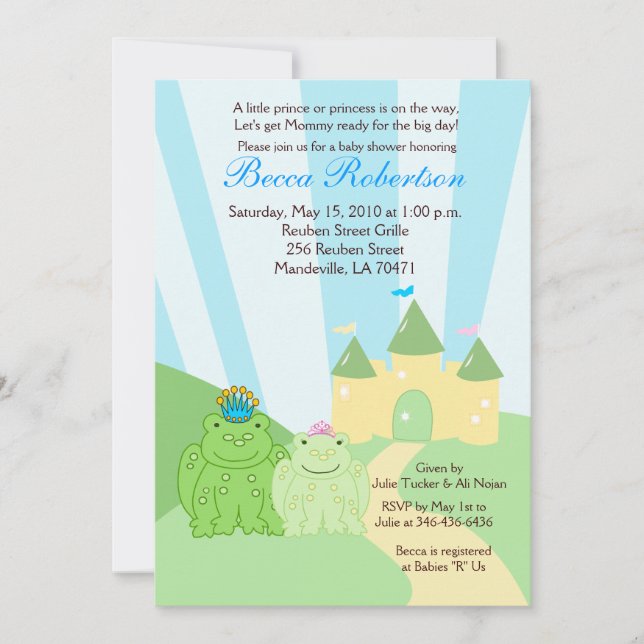 Invitación Baby Shower para príncipe y princesa de (Anverso)