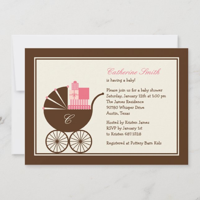 Invitación Baby Shower para transporte de bebé dul (Anverso)