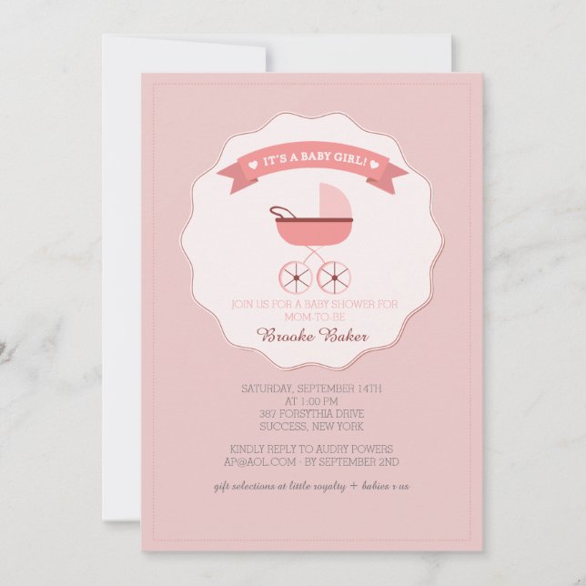  Invitación Baby Shower para transporte de bebé ro (Anverso)