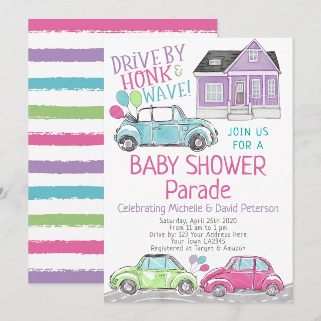 Invitación Baby Shower Parade (Anverso / Reverso)