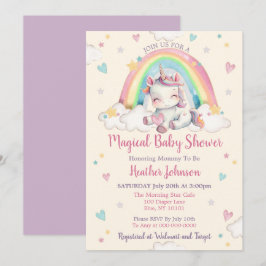 Invitación Baby Shower Pastel Rainbow Unicorn