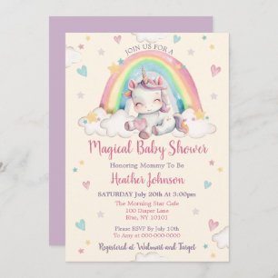 Invitación Baby Shower Pastel Rainbow Unicorn